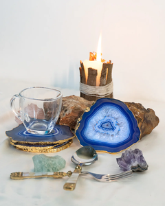 Accessoires de vaisselle Sous-verre en agate avec tranche d'agate plaquée or au prix de gros avec une qualité supérieure - Product Image 6