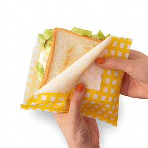 Sac en papier personnalisé résistant à la graisse, qualité alimentaire, emballage pour sandwich, sac en papier triangulaire à ouverture supérieure pour beignets, sandwichs, pain - Product Image 3