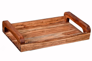 Plateau de service rectangulaire en bois moderne de grande taille 15,7 x 11 pour table basse avec vase artisanal pour table par Saniya Handicraft - Product Image 5