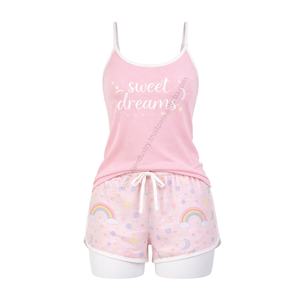 Conjunto de descanso y dormir para mujer RTS Dream Soft Samavia – Bonito conjunto de camiseta sin mangas y pantalones cortos con estampado |   Fabricantes de Pedidos al por Mayor OEM - Product Image 2