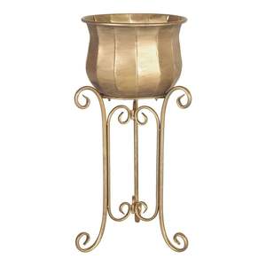 Support de pot de fleurs haut en fer doré, style nordique, décoratif, en métal, pour plantes d'intérieur, ornements de jardin et vase à fleurs pour balcon - Product Image 1