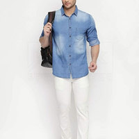 Camisa de Mezclilla Premium para Hombre, Estilo Casual, con Botones, Manga Larga, Anti-Pilling, Transpirable, con Logotipo Personalizado, Proveedor de Ropa al Por Mayor
