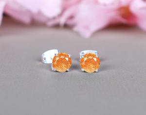 Pendientes de plata de ley con piedra solar, redondos, de 6 mm, joyería elegante para mujer - Product Image 5