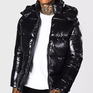 Veste polaire brillante de haute qualité en noir manteau en duvet chaud coupe-vent avec poche Logo personnalisé hiver extérieur bulle vestes pour hommes - Product Image 1