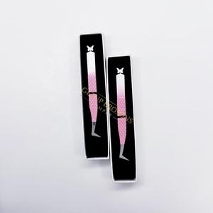 Pince à épiler professionnelle en acier inoxydable pour extensions de cils volume russe, à découpe papillon, revêtement en poudre bicolore, outil de beauté - Product Image 4