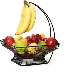 Cesta de frutas de metal con acabado negro artesanal con forma fuerte hecha a mano para una decoración atemporal y un almacenamiento funcional moderno - Product Image 3
