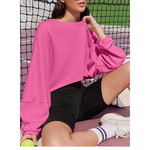 Sudadera con capucha de gran tamaño para mujer, Top corto personalizado, sudadera informal de punto de invierno, sudadera recortada de gran tamaño - Product Image 5