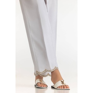 กางเกงขายาวผ้าไหมขาวปักลายแบบเรียบร้อย รุ่น TR-24-25 - Product Image 1