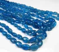 Apatite bleue néon naturelle, pierres précieuses en vrac, 6-13 mm, perles ovales lisses et polies, brin de 18 pouces, pierres précieuses de haute qualité, bijoux Valley