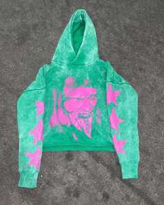 เสื้อครอปมีฮู้ดของผู้ชายผ้าคอตตอน100% ฟอกสีกรดพิมพ์ลายหน้าจอแนววินเทจผลิตตามสั่ง - Product Image 1