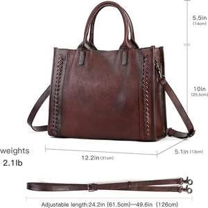 OEM personnalisé élégant en cuir de vachette dames sac fourre-tout élégant femmes véritable sac à main bandoulière disponibilité en gros - Product Image 4