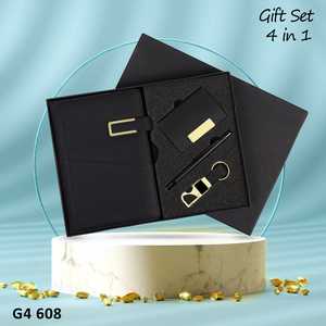 Ensemble de cadeaux d'affaires de bureau en cuir 4-en-1 fait à la main comprenant un porte-clés pour l'agenda et un stylo pour un usage professionnel Article promotionnel - Product Image 3