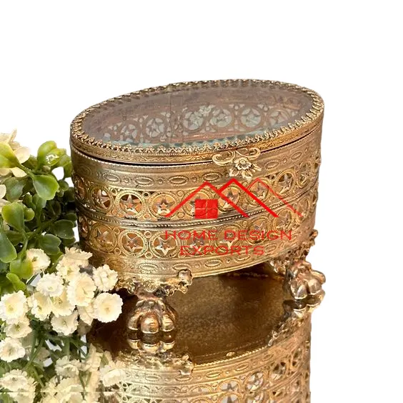 Unique Die Design Golden Finished Metal Jewellery Box For Storage Use Metal And Luxury Box At Wholesale