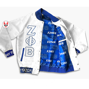 Chaquetas de hermandad Zeta Phi Beta, chaqueta de satén griega para mujer, venta al por mayor, chaqueta de satén bordada hecha a medida, Devine Nine Gear - Product Image 3