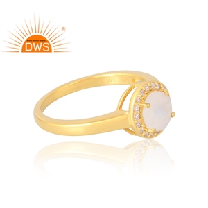 DWS Latest Selling 925 Sterling Silver Silver Plated Natural Rainbow <b>Moon</b> Stone Gemstone <b>Ring</b> Prong Set for Certified Demi Fine - Product Image 4
