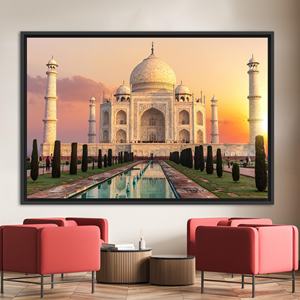 Tableau imprimé sur toile : Sept merveilles, architecture indienne, paysage, 1P : encadré noir - Product Image 1