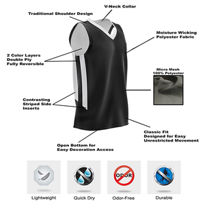 Uniforme de Baloncesto Deportivo Antibacterial de Secado Rápido y Transpirable de Talla Grande con Diseño Personalizado, Logotipo Serigrafiado Reversible - Product Image 5