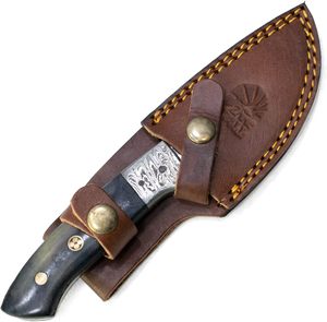 Couteau d'extérieur de camping de chasse en acier damas fait à la main avec gaine en cuir couteau de cow-boy avec support OEM chasse en plein air Camping - Product Image 6