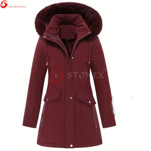 Veste parka pour femme à capuche de style nouveau pour l'hiver, 100% polyester, vente en gros en vrac pour l'extérieur - Product Image 1