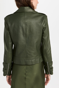 Chaqueta de piel de oveja auténtica para mujer de motocicleta al por mayor chaqueta de piel auténtica de primavera a la moda estilo bombardero recortada para mujer - Product Image 6