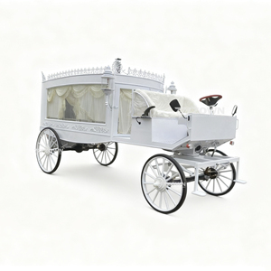 Corbillard funéraire tiré par un cheval Chariot de cercueil blanc moderne Corbillard à cheval Cérémonie funéraire blanche Calèche tirée par un cheval - Product Image 1