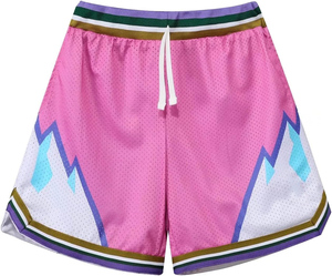 Pantalones cortos de baloncesto personalizados, cómodos pantalones cortos deportivos de poliéster y algodón para hombre, pantalones cortos de malla con estampado de logotipo de sublimación de secado rápido - Product Image 2