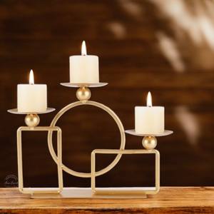 เชิงเทียนโลหะสำหรับตกแต่งบ้านและสวน2024พร้อมฐานหินอ่อนอลูมิเนียมสำเร็จรูปสีทองสำหรับคริสต์มาส - Product Image 6