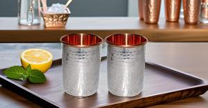 Lot de 2 gobelets martelés en métal cuivre et acier Mint Julep Cup Accessory - Product Image 3