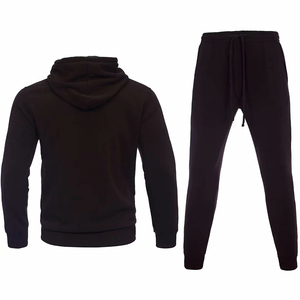 ชุดวอร์มผ้าฝ้าย100% โอเวอร์ไซส์สำหรับผู้ชาย, เสื้อมีฮู้ดและกางเกงขายาวระบายอากาศได้ดี410gsm สีพื้น - Product Image 2