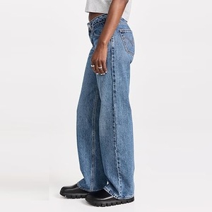 Jeans de Pierna Ancha Estilo Boyfriend para Mujer, Cintura Alta, Holgados, Ecológicos, de Secado Rápido, 100% Algodón, Corte Recto con Agujeros - Product Image 3