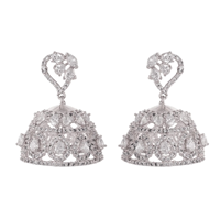 Set Perhiasan mode perak zircon 925 kelopak bertema anting zumka set kalung berlian zirkon untuk perhiasan wanita set pernikahan