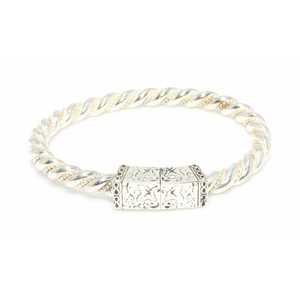 Pulsera Adana de Plata de Ley 925 con Piedra Cuadrada Blanca y Motivo de Hoja, Pulsera de Tenis Moderna - Product Image 2