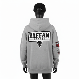 เสื้อฮู้ดผ้าฟลีซหนาสำหรับผู้หญิง, เสื้อสวมหัว340ฤดูหนาวให้ความอบอุ่นระบบ GSM แผ่นปักลายสไตล์ลำลองสีเทาออกแบบโลโก้ได้ตามต้องการ - Product Image 2