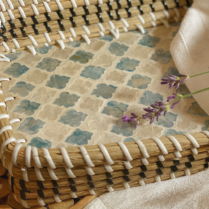 Plateau décoratif en incrustation de nacre jonc de mer artisanal panier de rangement naturel pour la décoration de la maison et du bureau du Vietnam - Product Image 3