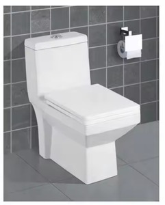 Toilette monobloc de luxe la plus vendue Articles sanitaires de salle de bain en céramique à prix réduit Bol carré Chaise de placard à eau en blanc - Product Image 5