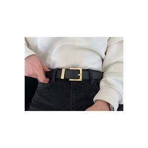 Ceinture pour femme à boucle carrée, ceinture pour pantalon, ceinture pour veste, ceinture pour robe - Noir-Or - Product Image 2