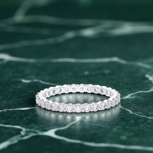Anillo de banda de eternidad de diamante de corte redondo de moissanita de 1,00 quilates de quilates hecho en oro sólido de 10K,14K,18K - Product Image 6