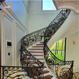 Barandilla de Escalera de Hierro Forjado de Alta Calidad KHP, Balcón Interior con Revestimiento de Vinilo, Hecho a Mano, Resistente al Óxido, Diseño Moderno, Villa de Lujo - Product Image 1