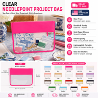 Pochette NDLPT rose vif unie, sac organisateur transparent personnalisé pour fils de toile, outils, rangement de voyage, sac à fermeture éclair transparent pour broderie au point de croix