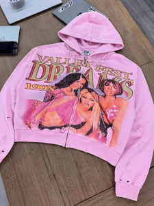 Otoño Streetwear Sudadera con capucha 100% algodón Sudadera con cremallera con patrón de logotipo personalizado Impresión digital Diseño personalizado Sudadera con capucha - Product Image 6