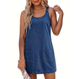 Casual Fashion Knitted Knee Length 100% Cotton Breathable Jeans <b>Romper</b> for <b>Women</b> Modern Design - Product Image 1