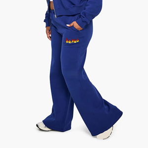 กางเกงวอร์มผู้หญิงผ้าโพลีเอสเตอร์/คอตตอนรุ่นใหม่ปี 2026 พิมพ์ลายโลโก้ด้วยผ้าไหมแบบกำหนดเอง เนื้อผ้าหนา สีพื้น สำหรับฤดูหนาว แต่งขอบลูกไม้ - Product Image 1