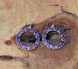 925 boucles d'oreilles classiques en argent massif bijoux pour femmes 925 argent Sterling améthyste pierres précieuses Style Boho boucles d'oreilles faites à la main cadeau - Product Image 4