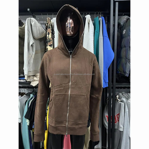 Venta al por mayor 100% algodón pesado Zip Hoodie Unisex Hombres de gran tamaño Full Zip Hoodie con logotipo personalizado con capucha Collar para el invierno - Product Image 6