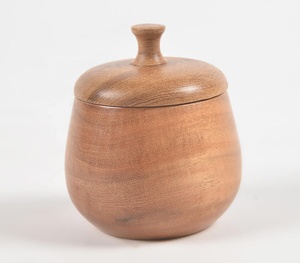 Creativo bajo MOQ hecho a mano torneado de madera de acacia tarro con tapa Fabricante Mayorista venta directa de fábrica - Product Image 3