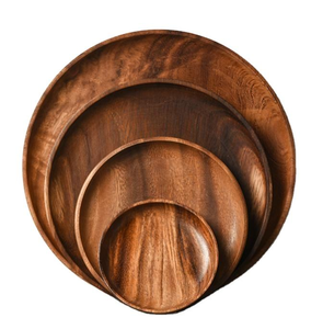 Assiettes rondes en bois d'acacia de haute qualité en gros, assiettes à fruits, assiettes à dîner, vaisselle en bois d'acacia - Product Image 6
