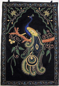 Panel de Pared de Joyas Árabes Zardozi Personalizado, Diseño de Pavo Real, Alfombra Bordada a Mano, Aspecto Real, Decoración de Villa - Product Image 3