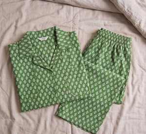 Ensemble de pyjama en coton tissé thermique décontracté à motif floral pour l'été et l'automne, vêtements de détente en pur coton, ensemble de chemises pour femmes, haute qualité - Product Image 4