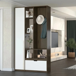 Meuble de rangement gain de place pour hall d'entrée avec étagères verticales pour chaussures, section pour manteaux, placard fermé et dimensions sur mesure - Product Image 2