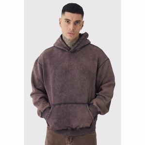 OEM Pullover Streetwear Acid Wash Cotton Hoodies No Drawstring Hoodie Custom Vintage Distressed Hoodies Men - Product Image 1